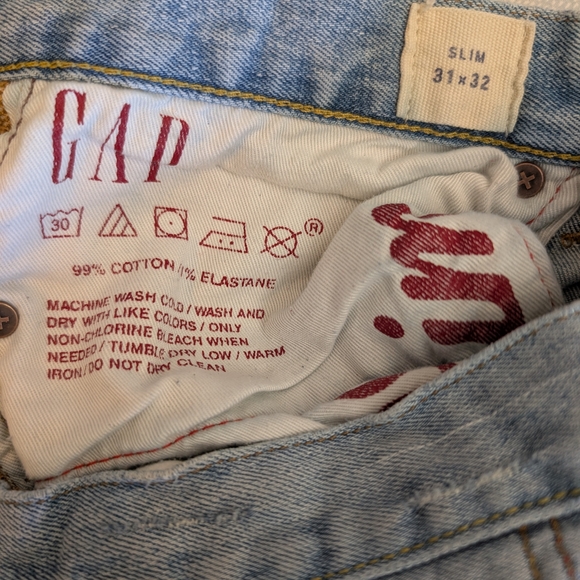 GAP Mens 31x32 Cone Denim Jeans Distressed Slim Casual Streetwear Classic - Picture 8 of 8
